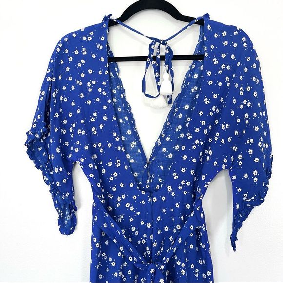 Faithfull The Brand La Villa Floral Jumpsuit Cobalt Betina Floral Size 4 Small - Picture 8 of 11